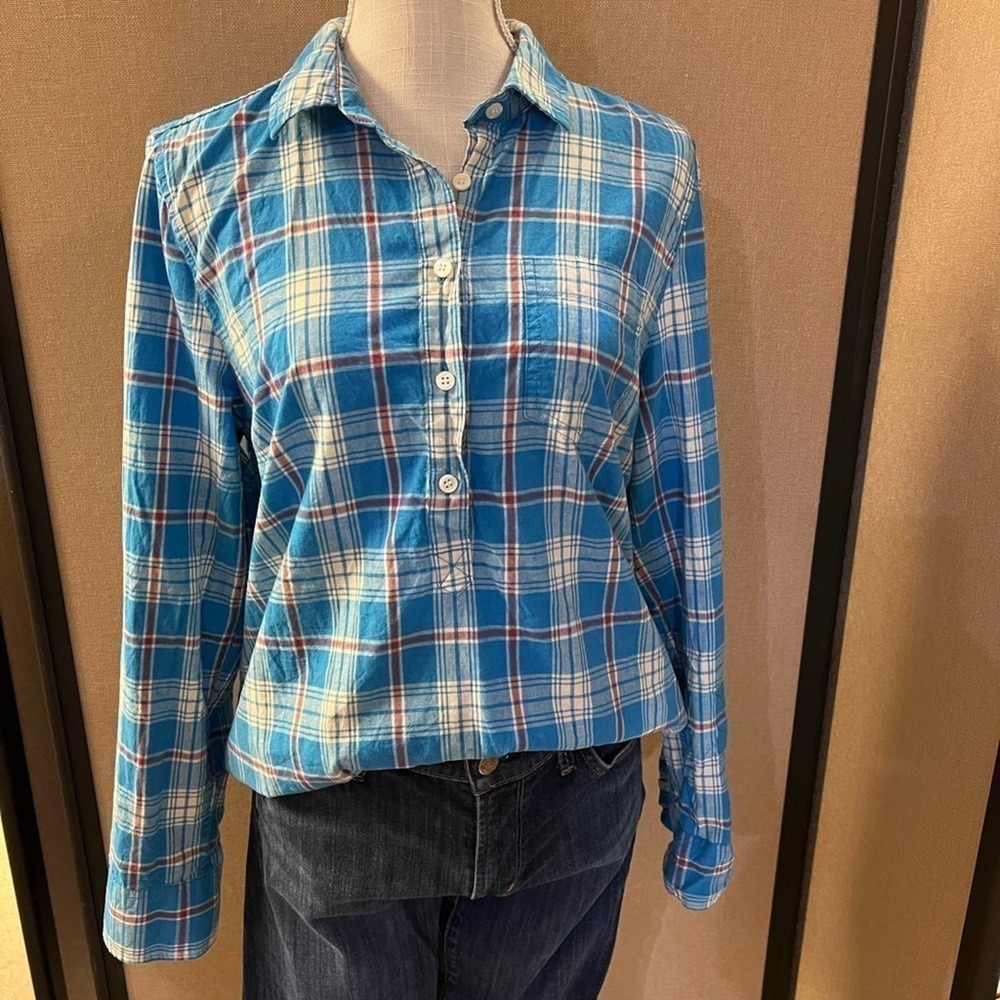 J. Crew Perfect Fit Pop Over Top Blouse Shirt Large